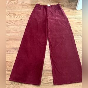 Madewell super wide-Leg Corduroy Pants in Burgundy
